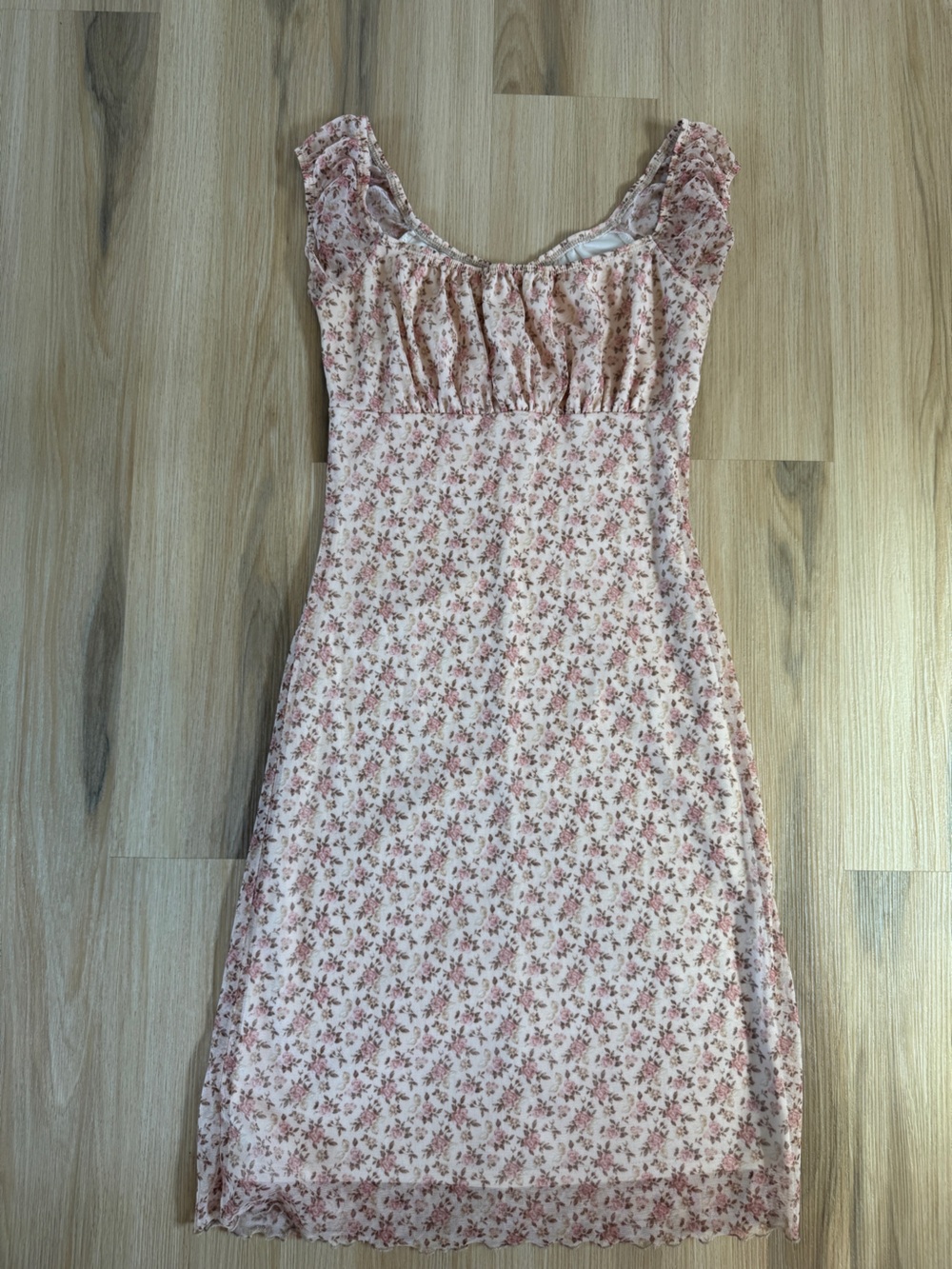 Vintage Pink Floral Y2K Coquette Cottagecore Mesh Dress